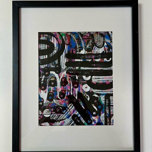 Custom Painted One of a Kind Funky Bold Maximalist Abstract Art Canvas Painting - Picture 2 of 3